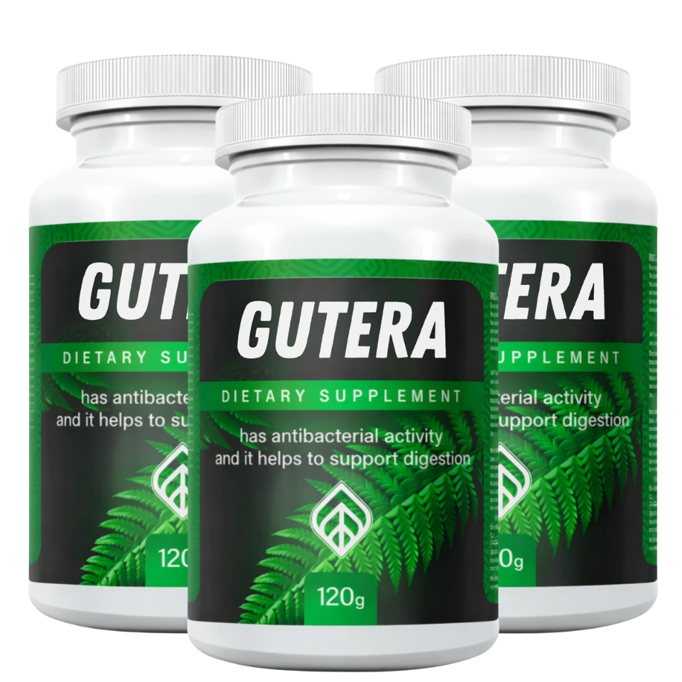 Gutera supplement bottle for digestive health